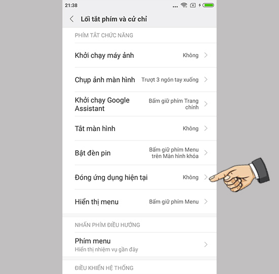 Gán phím nhanh đóng ứng dụng